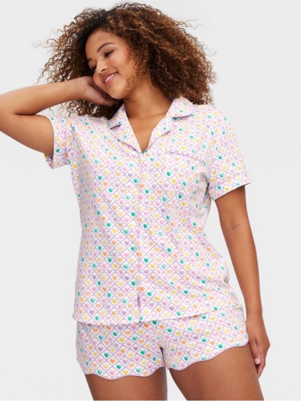 Roller Rabbit x Target Pink Multicolor Heart-Print Short Pajama Set